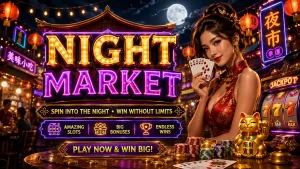 Giao diện trò chơi T888 Night Market với bàn cược và biểu tượng sinh động